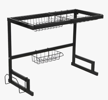 Organizador Sobre Lavaplatos Acero Inoxidable Negro 65cm — 2 Niveles