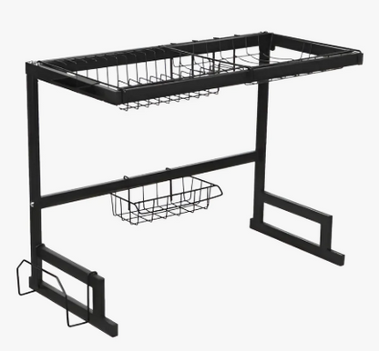 Organizador Sobre Lavaplatos Acero Inoxidable Negro 65cm — 2 Niveles